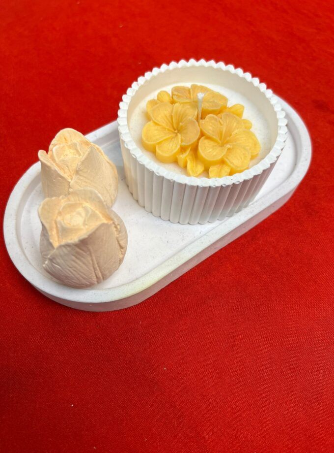 Güneş Çiçeği Taş Tozu Mum Seti