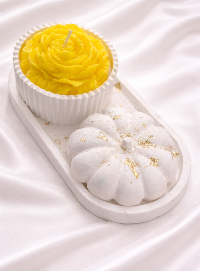 Sarı Çiçek Dekoratif Mum Seti